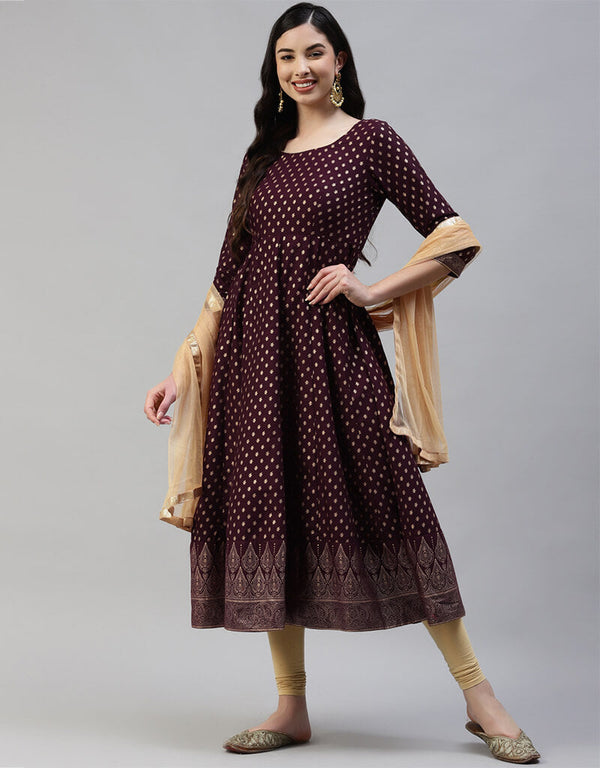 Purple Cotton Lenggies Suit