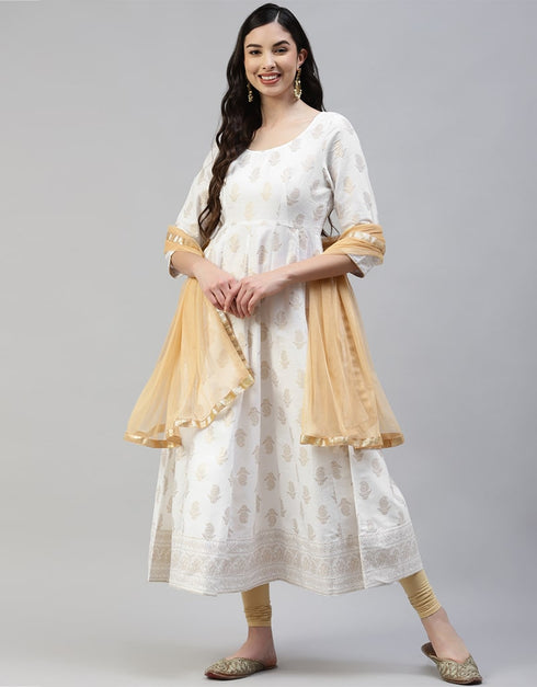 White Cotton Lenggies Suit