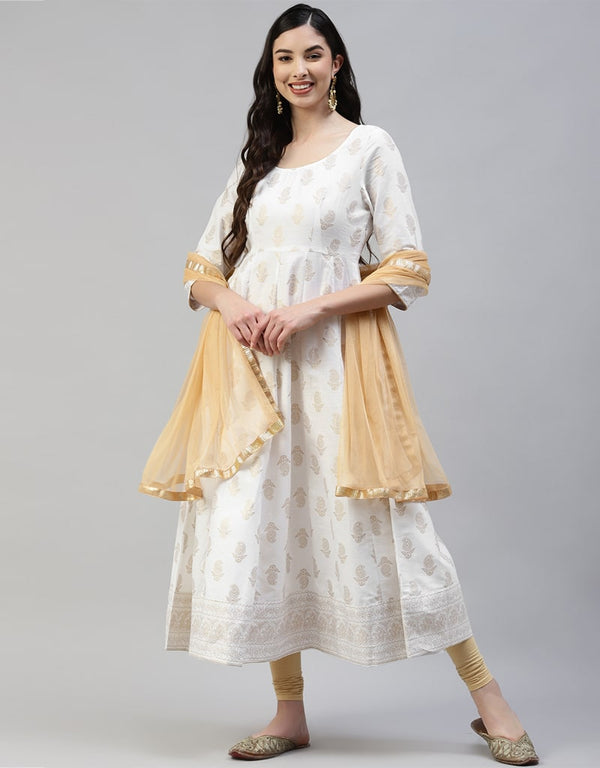 White Cotton Lenggies Suit