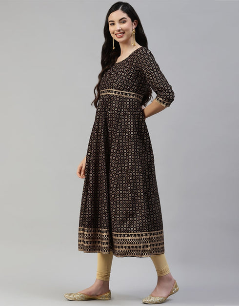 Black Cotton Lenggies Suit Closure View