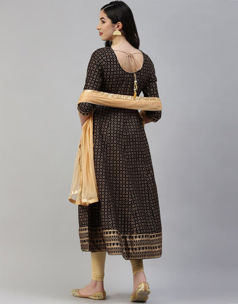 Black Cotton Lenggies Suit Back View