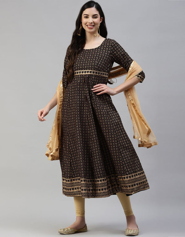 Black Cotton Lenggies Suit