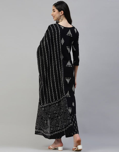 Black Cotton Palazzo Suit Back View