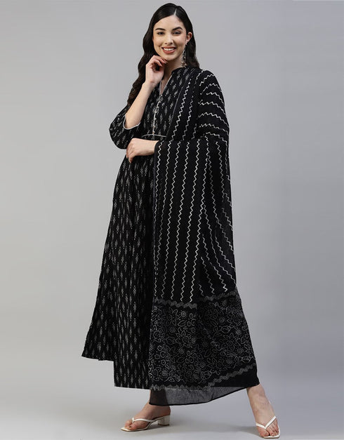 Black Cotton Palazzo Suit