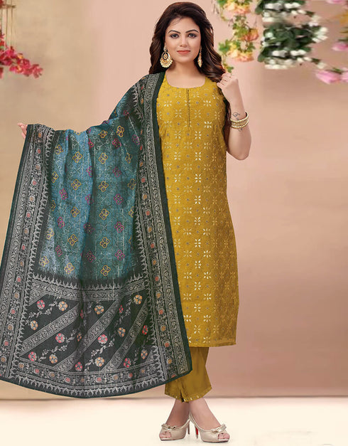 Mustrad Chanderi Pant Suit