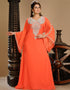 Trendy Peach Georgette Hand Embroidery Party Wear Kaftan