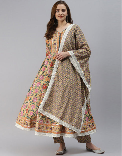 Beige Cotton Pant Suit