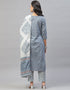 Blue Cotton Pant Suit Back View