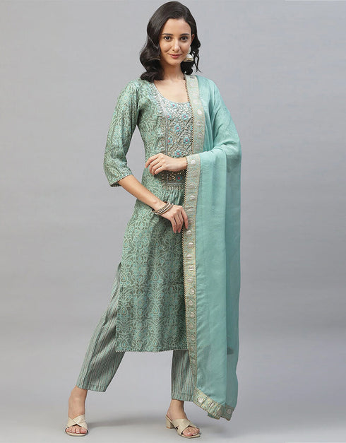 Green Viscose Pant Suit