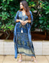 Blue Designer Party Wear Pure Gaji Silk Kaftan Closure View