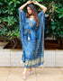 Blue Designer Party Wear Pure Gaji Silk Kaftan Back View