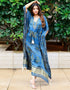 Blue Designer Party Wear Pure Gaji Silk Kaftan