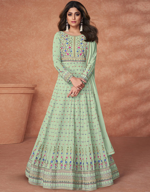 Pista Fox Georgette Anarkali Salwar Suit