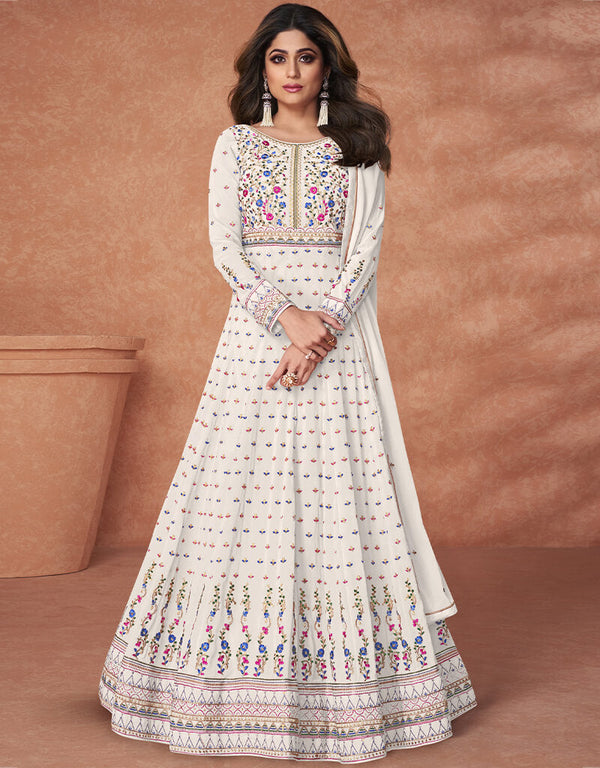 White Fox Georgette Anarkali Salwar Suit