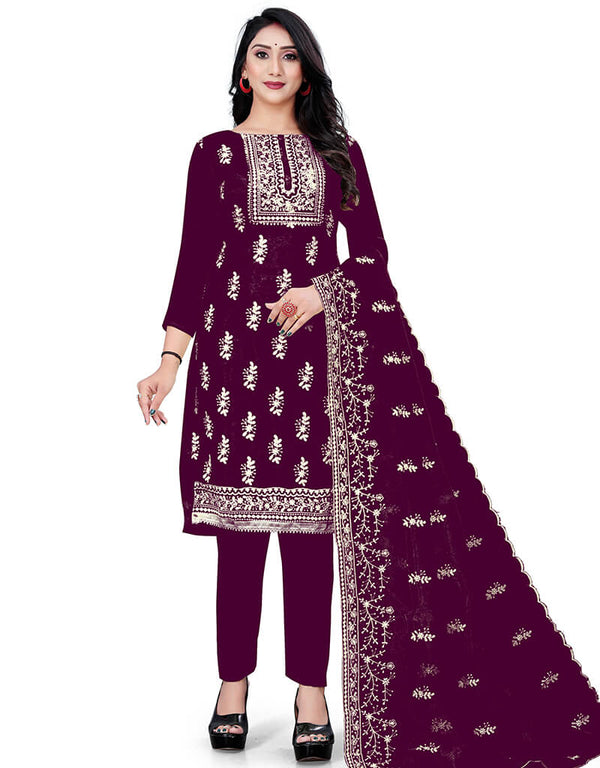 Magenta Organza Pant Salwar Suit