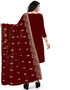 Maroon Organza Pant Salwar Suit Back View