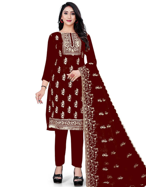 Maroon Organza Pant Salwar Suit