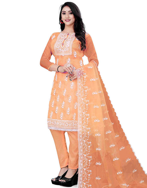 Orange Organza Pant Salwar Suit Closure View