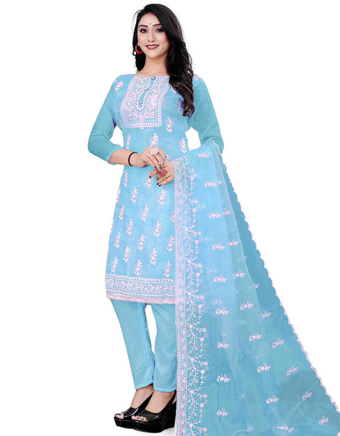 Sea Green Organza Pant Salwar Suit Closure View