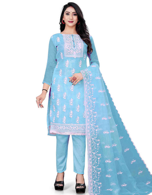 Sea Green Organza Pant Salwar Suit