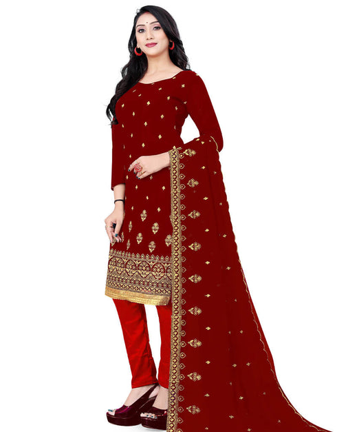Maroon Georgette Pant Salwar Suit Closure View
