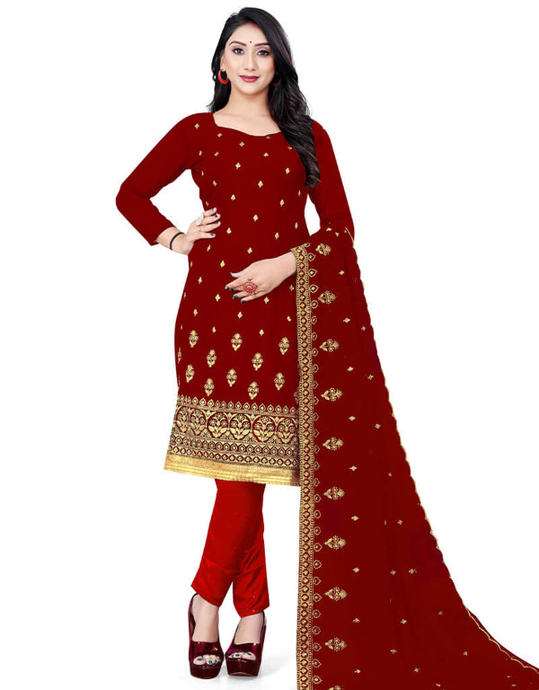 Maroon Georgette Pant Salwar Suit
