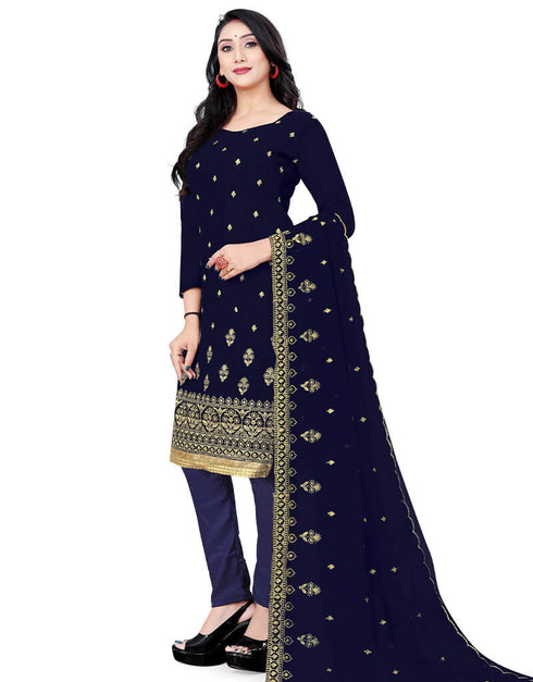 Navy Blue Georgette Pant Salwar Suit Closure View