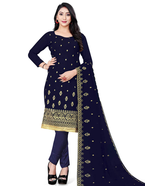 Navy Blue Georgette Pant Salwar Suit