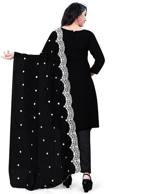 Black Georgette Pant Salwar Suit Back View