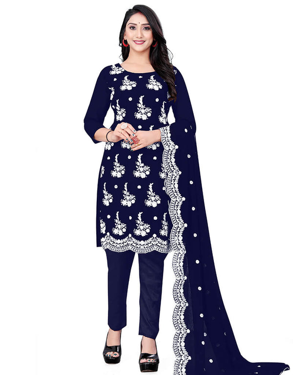 Blue Georgette Pant Salwar Suit