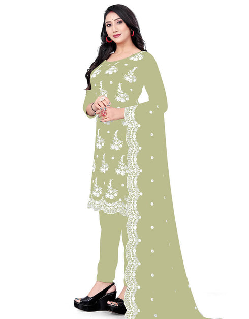 Light Green Georgette Pant Salwar Suit Closure View
