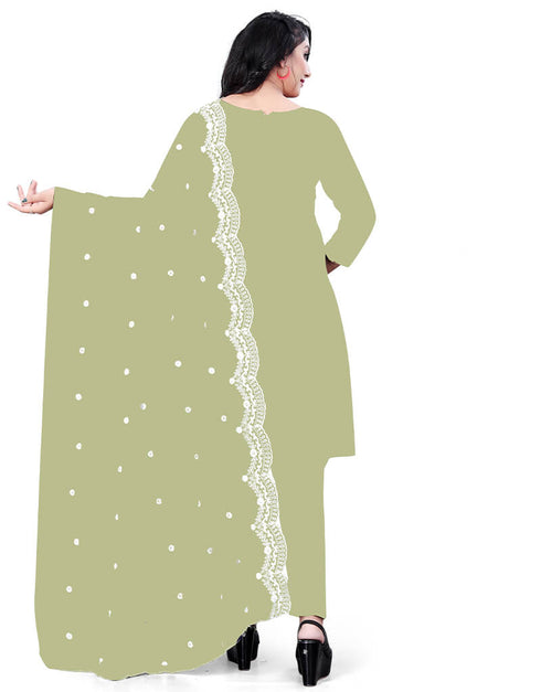 Light Green Georgette Pant Salwar Suit Back View