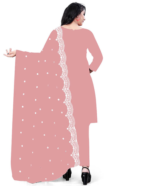 Pink Georgette Pant Salwar Suit Back View
