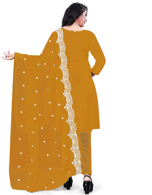 Yellow Georgette Pant Salwar Suit Back View