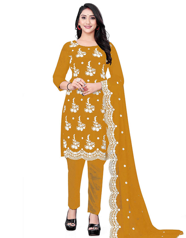 Yellow Georgette Pant Salwar Suit