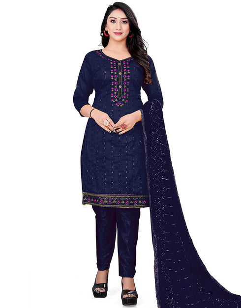 Blue Chanderi Pant Straight