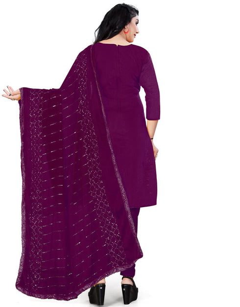 Purple Chanderi Pant Straight Back View