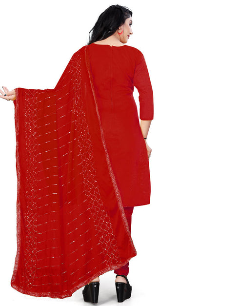Red Chanderi Pant Straight Back View