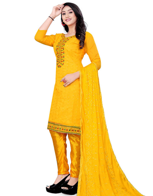 Yellow Chanderi Pant Straight Closure View