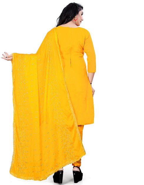 Yellow Chanderi Pant Straight Back View