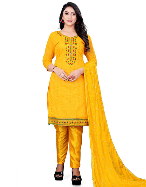 Yellow Chanderi Pant Straight
