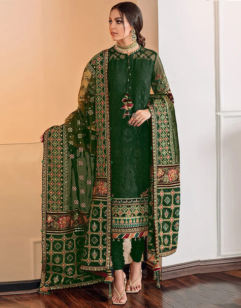 Green Georgette Chudidar Salwar Suit