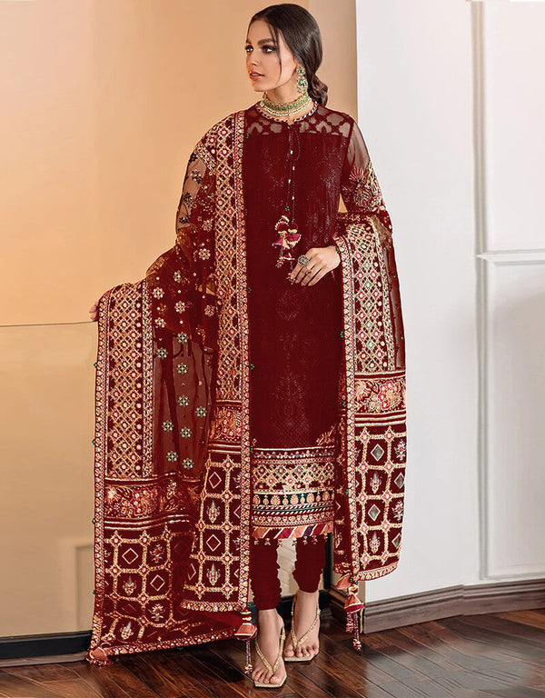 Maroon Georgette Chudidar Salwar Suit