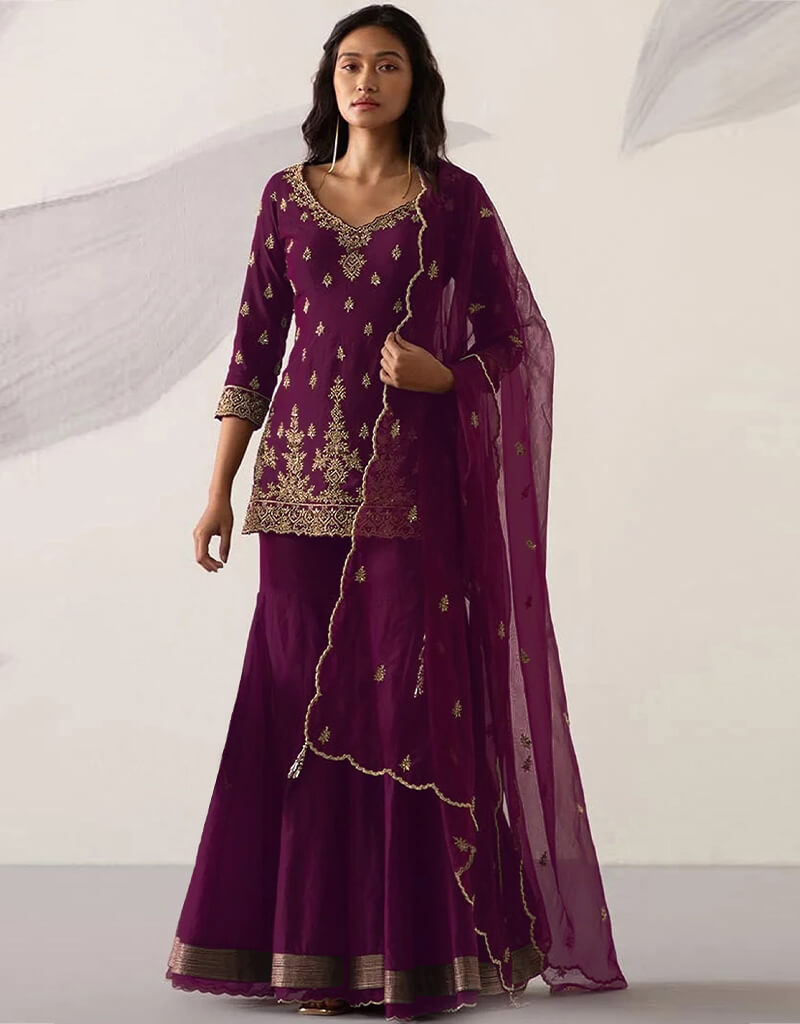 Magenta Fox Georgette Lehenga Salwar Suit main image 1