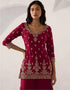 Dark Pink Heavy Fox Georgette Sharara Salwar Suit Closure View