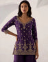 Light Purple Heavy Fox Georgette Sharara Salwar Suit Closure View