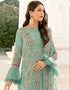 Sea Green Palazzo style Suit Butterfly Net Salwar Kameez in Sequins Embroidery & Lace Work Closure View