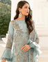 Greenish Grey Palazzo style Suit Butterfly Net Salwar Kameez in Sequins Embroidery & Lace Work Closure View