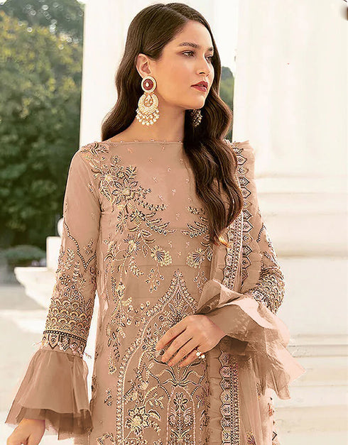 Coco Palazzo style Suit Butterfly Net Salwar Kameez in Sequins Embroidery & Lace Work Closure View