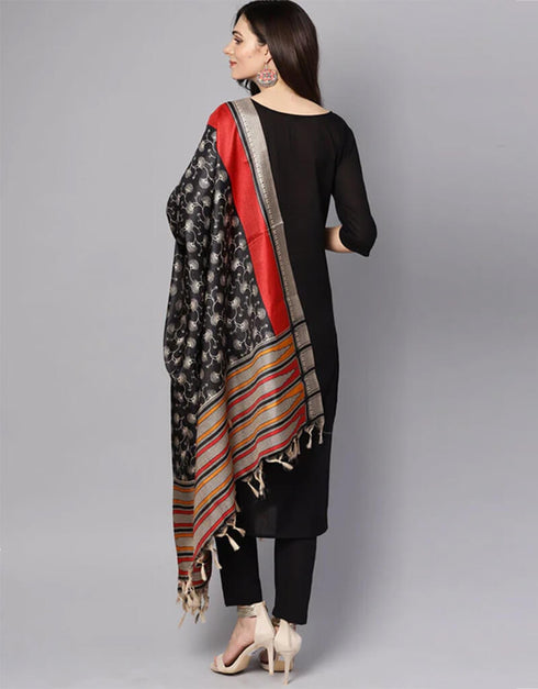 Black Pure Cotton Pant Suit Back View